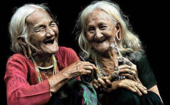 Lovely and wise elderly women enjoying each others company